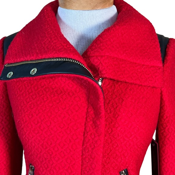 Juicy Couture Wool Blend Knit Moto Jacket With Faux Leather Trim Small NWT - Picture 14 of 15